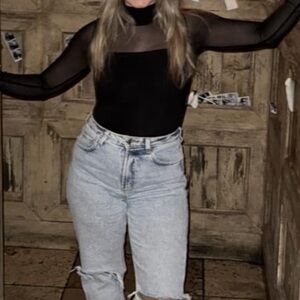 Black Sheer Long Sleeve bodysuit